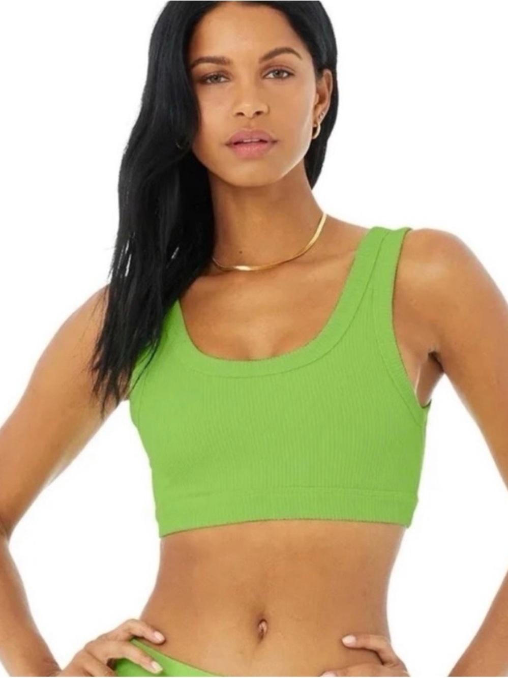 ALO Yoga Ribbed Scoop Crop Tank - Lime Green